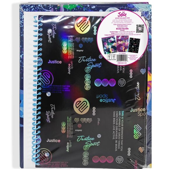 JUSTICE Sport Girls 3 Piece Bundle Set Binder Notebook Folder NEW - Picture 1 of 10
